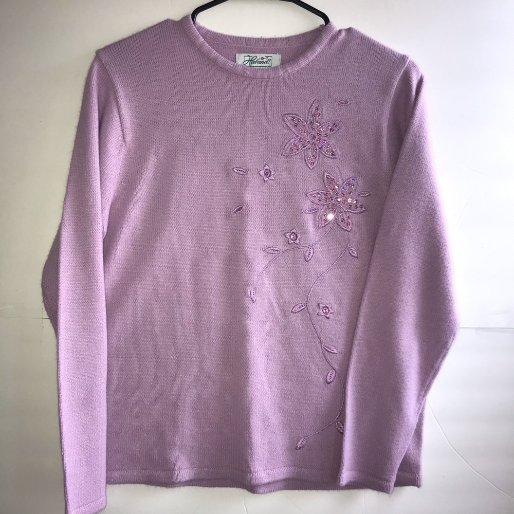 Haband purple sweater sequins size medium